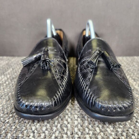 Sandro Moscoloni Tassel Loafers Men Sz 10.5 AA Narrow Genuine Crocodile Leather main image 9
